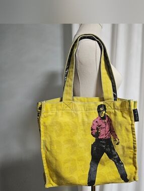Elvis Andy Warhol Yellow Canvas Messenger Tote